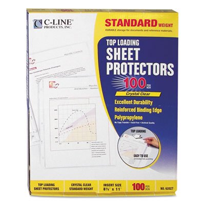 C-Line Standard Weight Polypropylene Sheet Protector, Clear, 2", 11 x 8 1/2, 100/BX CLI62027