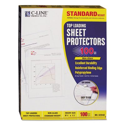 C-Line Standard Weight Polypropylene Sheet Protector, Non-Glare, 2", 11 x 8 1/2, 100/BX CLI62048