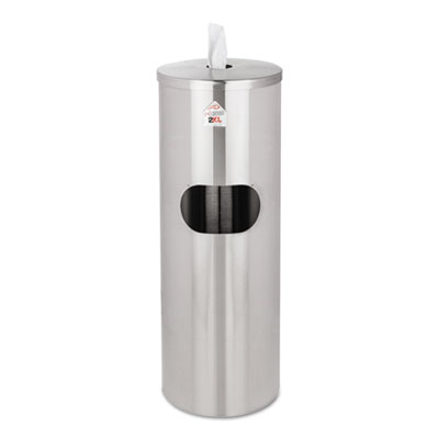 2XL TXL L65 Standing Stainless Wipes Dispener, 12 x 12 x 36, Cylindrical, 5 gal, Stainless Steel TXLL65