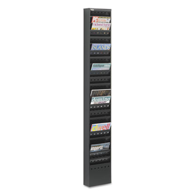 Safco Steel Magazine Rack, 23 Compartments, 10w x 4d x 65.5h, Black SAF4322BL