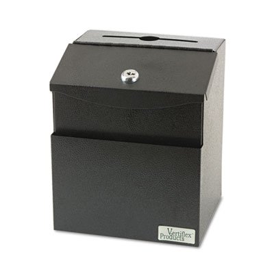 VF50085 Steel Suggestion Box with Locking Top, 7 x 6 x 8 1/2, Black VRT50085