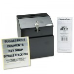 Safco Steel Suggestion/Key Drop Box with Locking Top, 7 x 6 x 8 1/2 SAF4232BL