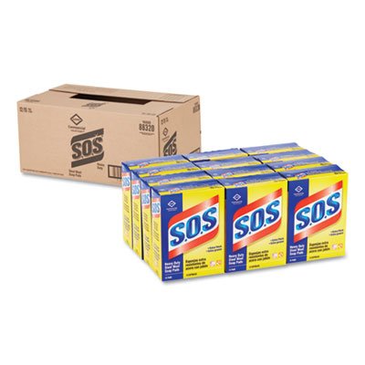 S.O.S 88320 Steel Wool Soap Pad, 15 Pads/Box, 12 Boxes/Carton CLO88320CT
