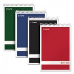 TOPS Steno Book w/Assorted Colored Covers, 6 x 9, White, 80 Sheets, 4 Pads/Pack TOP80220