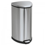 Safco Step-On Waste Receptacle, Triangular, Stainless Steel, 10gal, Chrome/Black SAF9687SS