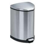 Safco Step-On Waste Receptacle, Triangular, Stainless Steel, 4gal, Chrome/Black SAF9685SS