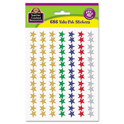 Teacher Created Resources Sticker Valu-Pak, Foil Stars, 686/Pack TCR6644