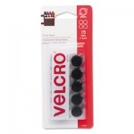 Velcro Sticky-Back Hook and Loop Dot Fasteners on Strips, 5/8 dia., Black, 15 Sets/Pack VEK90069