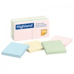 Highland Sticky Note Pads, 3 x 3, Assorted Pastel, 100 Sheets MMM6549A