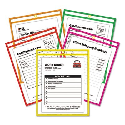 C-Line Stitched Shop Ticket Holder, Neon, Assorted 5 Colors, 75", 9 x 12, 25/BX CLI43910