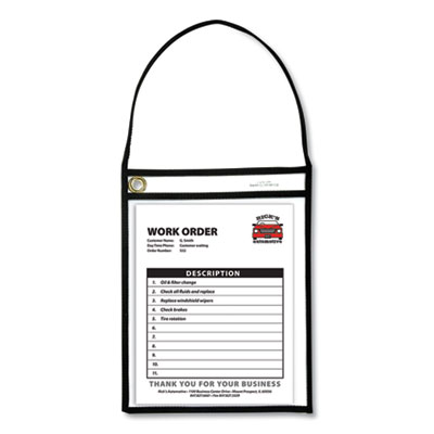 C-Line Stitched Shop Ticket Holders with 75" Strap, Clear/Black, 9 x 12, 15/BX CLI41922