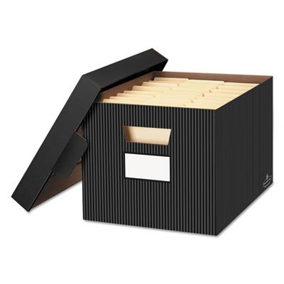 Bankers Box STOR/FILE Decorative Storage Box, Letter/Legal, Black/Gray, 4/Carton FEL0029803