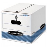 Bankers Box STOR/FILE Extra Strength Storage Box, Letter/Legal, White/Blue, 12/Carton FEL00025