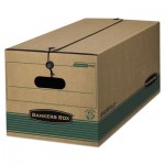 Bankers Box STOR/FILE Extra Strength Storage Box, Legal, String/Button, Kraft/Green, 12/CT FEL00774