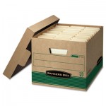 Bankers Box STOR/FILE Extra Strength Storage Box, Letter/Legal, Kraft/Green, 12/Carton FEL12770
