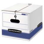 Bankers Box STOR/FILE Storage Box, Legal/Letter, Tie Closure, White/Blue, 4/Carton FEL0002501