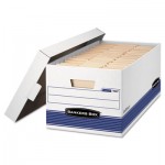 Bankers Box STOR/FILE Storage Box, Legal, Locking Lid, White/Blue, 12/Carton FEL00702