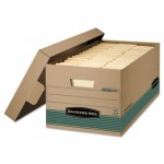 Bankers Box STOR/FILE Storage Box, Legal, Locking Lift-off Lid, Kraft/Green, 12/Carton FEL1270201