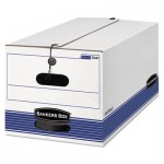 Bankers Box STOR/FILE Storage Box, Letter, Button Tie, White/Blue, 12/Carton FEL00704
