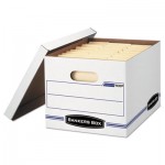 Bankers Box STOR/FILE Storage Box, Letter/Legal, Lift-off Lid, White/Blue, 12/Carton FEL00703