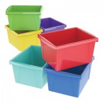 Storex Storage Bins, 4 gal, 10" x 12.63" x 7.75", Randomly Assorted Colors STX61514U06C