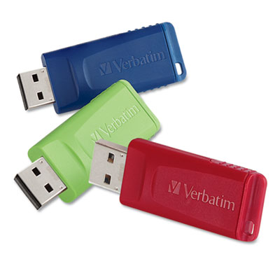Verbatim Store 'n' Go USB Flash Drive, 32 GB, Assorted Colors, 3/Pack VER99811