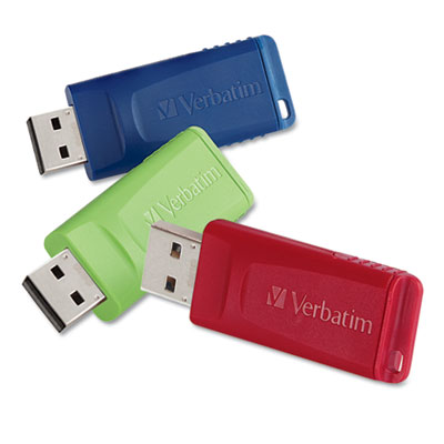 Verbatim Store 'n' Go USB Flash Drive, 16 GB, Assorted Colors, 3/Pack VER99122