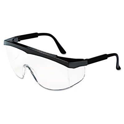 MCR Stratos Safety Glasses, Black Frame, Clear Lens CRWSS110