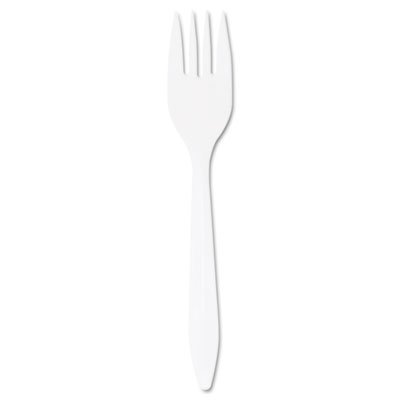 Dart Style Setter Mediumweight Plastic Forks, White, 1000/Carton DCCF6BW