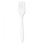 Dart Style Setter Mediumweight Plastic Forks, White, 1000/Carton DCCF6BW