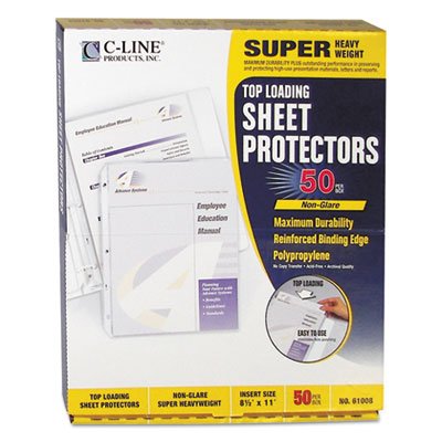 C-Line Super Heavyweight Poly Sheet Protector, Non-Glare, 2", 11 x 8 1/2, 50/BX CLI61008