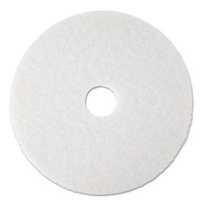 3M Super Polish Floor Pad 4100, 20" Diameter, White, 5/Carton MMM08484