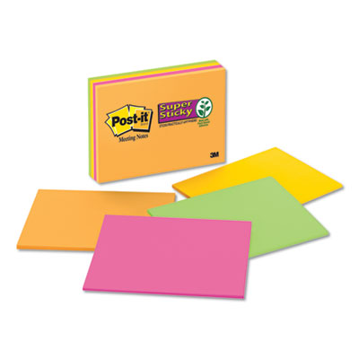 Post-it Notes Super Sticky Super Sticky Meeting Notes in Rio de Janeiro Colors, 8 x 6, 45-Sheet, 4