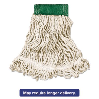 RCP D252 WHI Super Stitch Looped-End Wet Mop Head, Cotton/Synthetic, Medium, Green/White RCPD252WHI