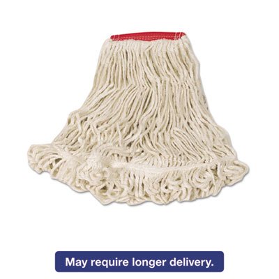 RCP D253 WHI Super Stitch Looped-End Wet Mop Head, Cotton/Synthetic, Large Size, Red/White RCPD253WHI