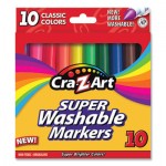 Cra-Z-Art Super Washable Markers, Broad Bullet Tip, Assorted Colors, 10/Set CZA1000224