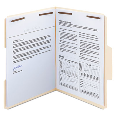 Smead SuperTab Reinforced Guide Height 2-Fastener Folders, 1/3-Cut Tabs, Letter Size, 14 pt. Manila, 50/Box SMD14545