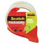 Scotch Sure Start Packaging Tape w/Dispenser, 1.88" x 38.2 yards, 3" Core, Clear MMM3450SRD