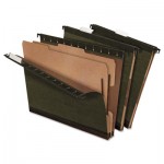 Pendaflex SureHook Reinforced Hanging Folder, 2 Dividers, Letter, Standard Green, 10/Box PFX59254