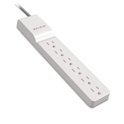 Belkin Surge Protector, 6 Outlets, 8 ft Cord, 720 Joules, White BLKBE10600008R