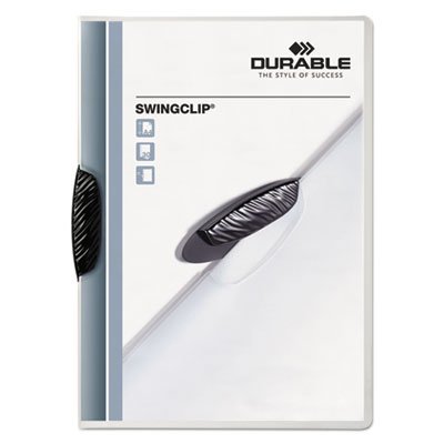 Durable Swingclip Polypropylene Report Cover, Letter Size, Clear/Black Clip, 25/Box DBL226301