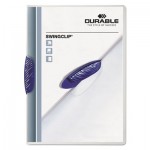 Durable Swingclip Polypropylene Report Cover, Letter Size, Clear/Dark Blue Clip, 25/Box DBL226307