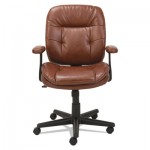 Swivel/Tilt Leather Task Chair, Fixed T-Bar Arms, Chestnut Brown OIFST4859