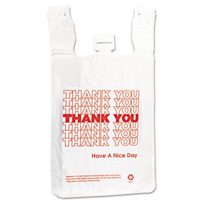 @THW2VAL T-Shirt Thank You Bag, 12 x 7 x 13, 14 Microns, White, 500/Carton IBSTHW2VAL
