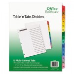 Office Essentials Table 'n Tabs Dividers, 15-Tab, 1 to 15, 11 x 8.5, White, 1 Set AVE11675