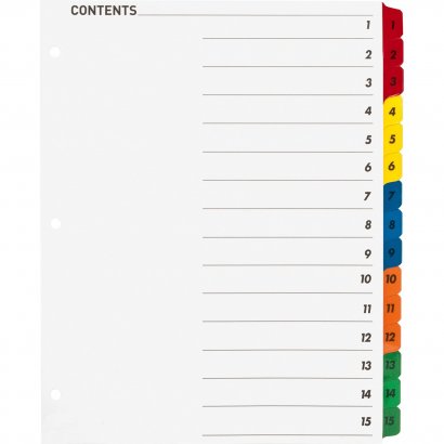 Business Source Table of Content Quick Index Dividers 21904