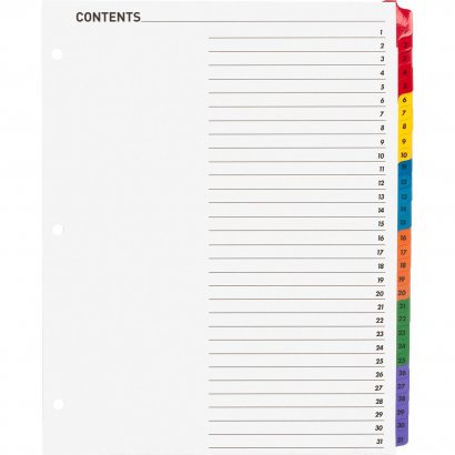 Business Source Table of Content Quick Index Dividers 21907
