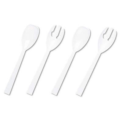 Tablemate Table Set Plastic Serving Forks & Spoons, White, 24 Forks, 24 Spoons per Pack TBLW95PK4