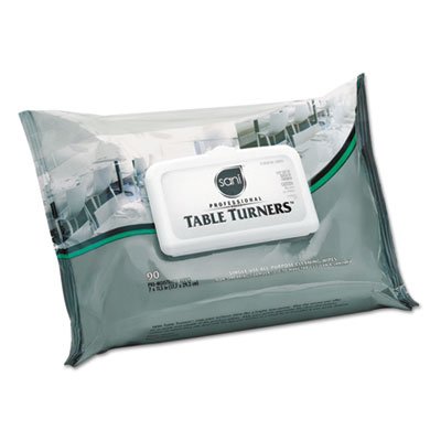 NIC A580FW Table Turner Wet Wipes, 7 x 11 1/2, White, 80 Wipes/Pack, 12 Packs/Carton NICA580FW