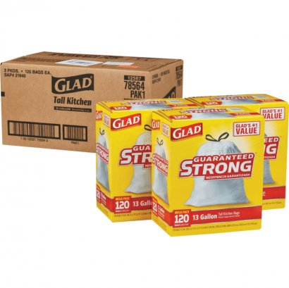 Glad Tall Kitchen Drawstring Trash Bags 78564